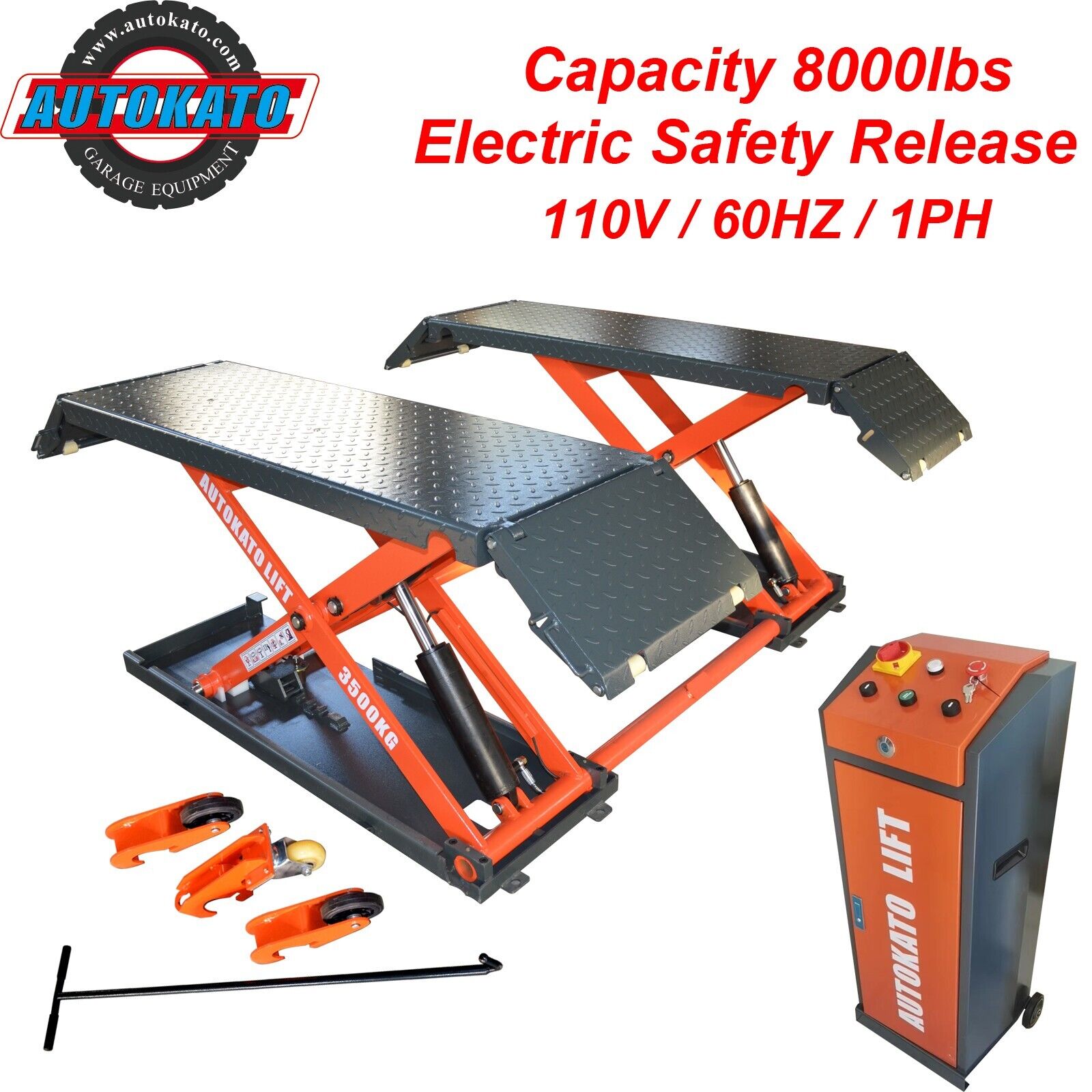 AUTOKATO Mid Rise Scissor Lift 8000lbs Electric Release Auto Lift 110V/1PH X85